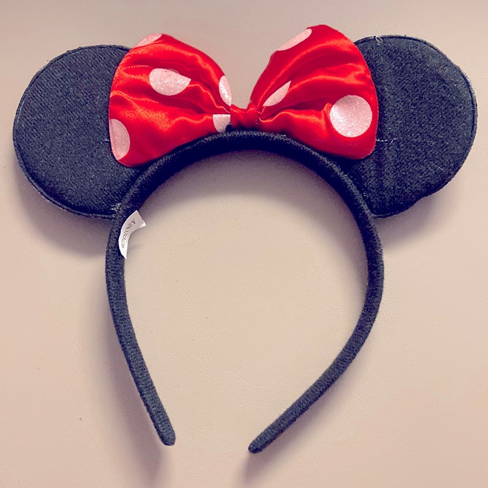 Disney Minnie Mouse Ears Polka Dot Bow Red White
